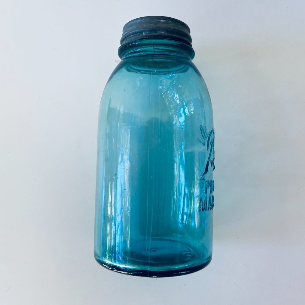 Antique Authentic Ball Mason Jar with Zinc Lid - Half Gallon 1910-1923 - Picture 6 of 11
